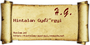 Hintalan Györgyi névjegykártya